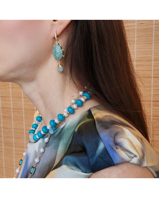 Farra Green Teardrop Amazonite Dangle Earrings