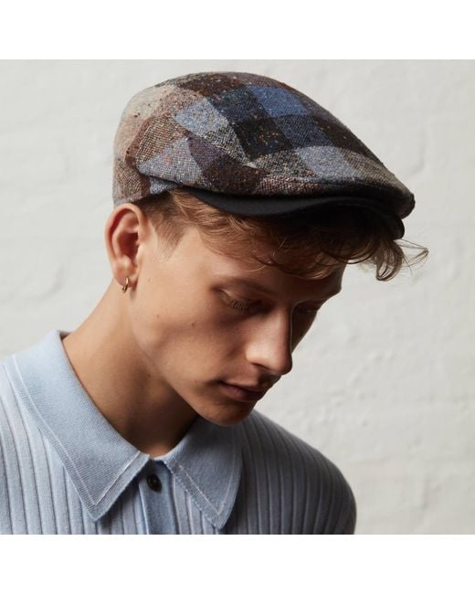 Dasmarca Hats Brown Tailor Checks Ukranian Tweed Wool Cap For for men