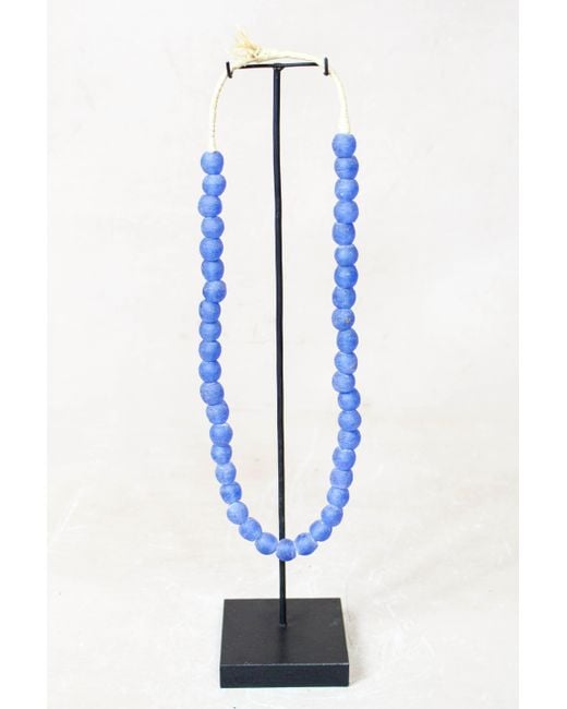 Botanical Boys Blue Ghana Glass Beads Necklace