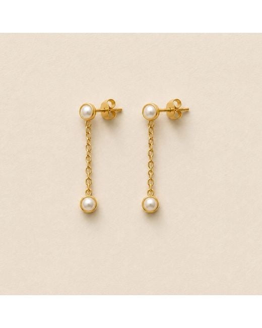 Lily Flo Jewellery Metallic Diamond And Pearl Chain Drop Earrings