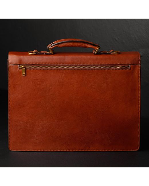 Time Resistance Brown Classic Design Leather Briefcase for men