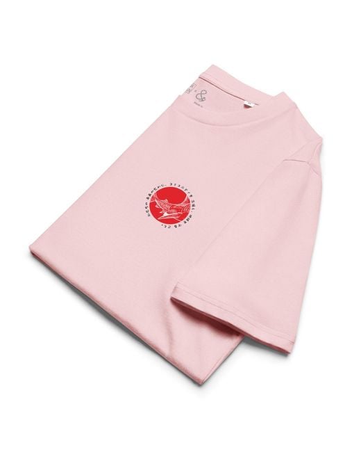 Anchor and Crew Pink Cotton Think Ocean Seven Japan Gurafiku Organic Cotton T-Shirt