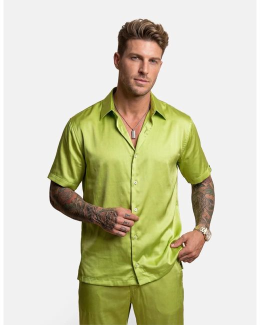 Hustle Green Acid Lemonade Satin-Shirt for men