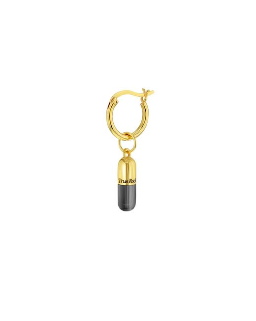 True Rocks Metallic Gun Metal Sterling & 18Kt Plated Mini Pill Charm On Hoop for men