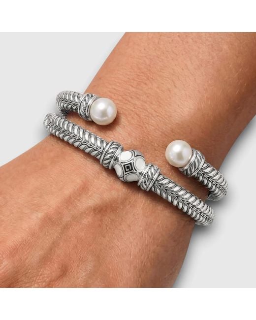 Daneila Léon Metallic Sterling Freshwater Pearl & Ivory-Colored Enamel Cuff
