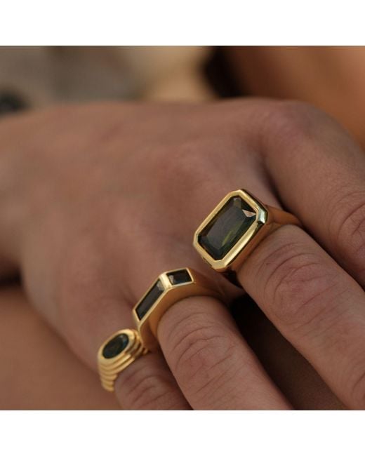 LINYA JEWELLERY Metallic Nova Large Crystal Stone Ring