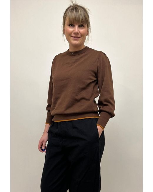 GROBUND Brown Ingeborg Knit Blouse