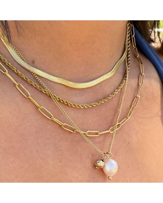 Evie Jewelry Metallic Sidewalk Herringbone Waterproof Necklace