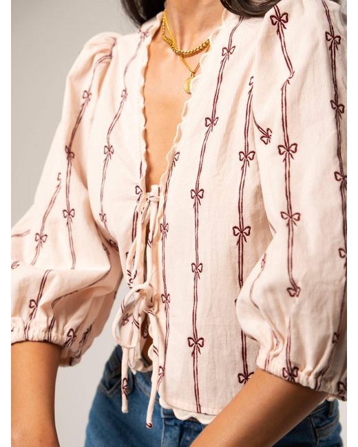 Rose & Nancy Pink Beatrix Cord Embroidered Shirt