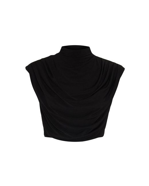 Khéla the Label Black Boy Bye Draped Crop Top