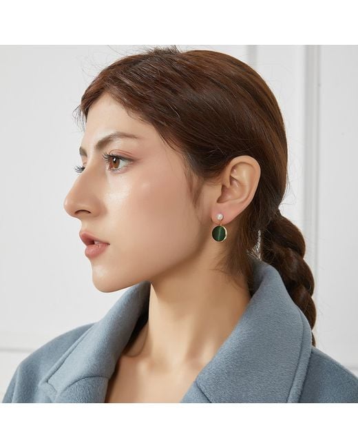 Soft Strokes Silk Green Pure Silk Brocade Earrings With Freshwater Pearls
