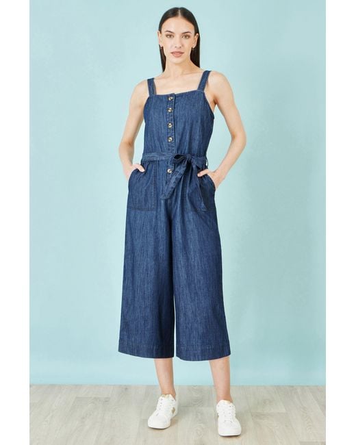 Yumi' Blue Chambray Button Through Jumpsuit