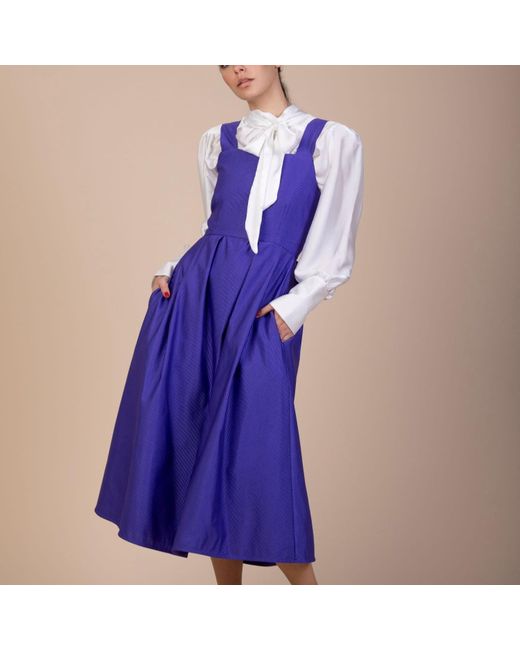 NUMBAT Blue Josephine Vintage-Inspired Midi Pinafore Dress