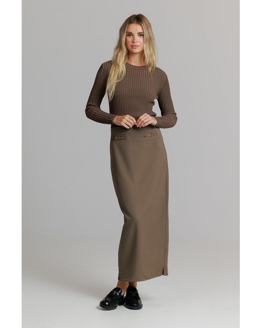 Lou&Up (Formerly Loup Clothing) Brown Buckle Skirt Mushroom