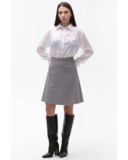 Maison Bogomil Gray A Line Plaid Skirt