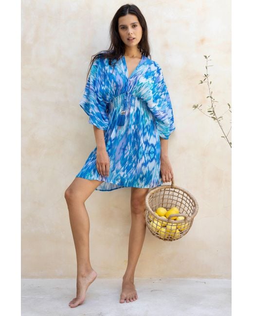 Sophia Alexia Blue Sea Dream Mini Capri Kimono Dress