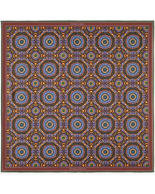 Otway & Orford Multicolor 'Whirligig' Medallion Silk Pocket Square for men
