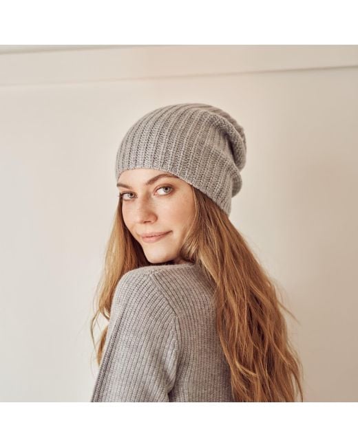 Bel Cashmere Gray Plain Knitted Cashmere Hat