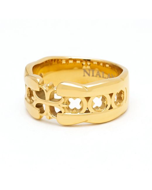 Nialaya Metallic Cross Band Ring With Plating for men