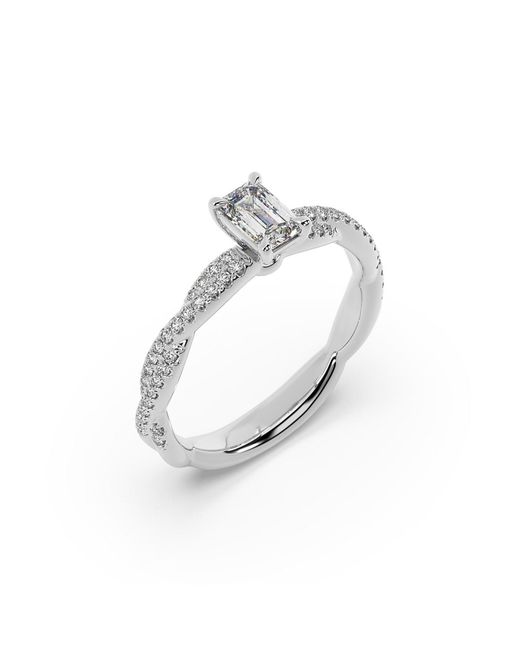 Artisan White 14K Cocktail Ring With Lab-Grown Emerald-Cut Diamond