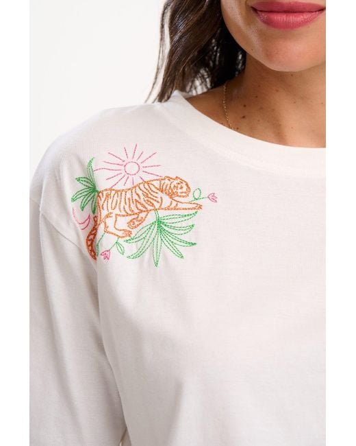 Sugarhill White Kinsley Relaxed T-Shirt Off, Tropic Tiger