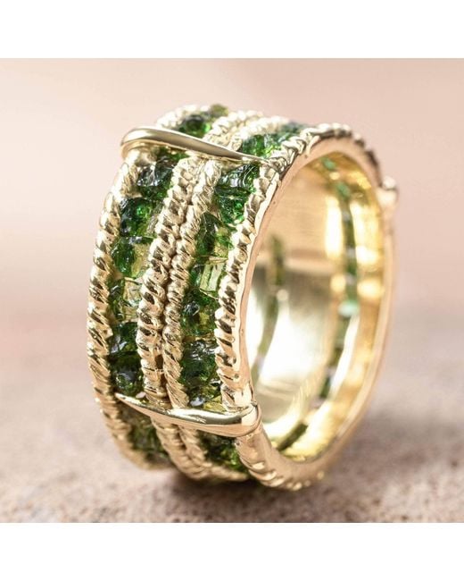 German Kabirski Yellow Tartine Raw Garnet Band Plated Ring