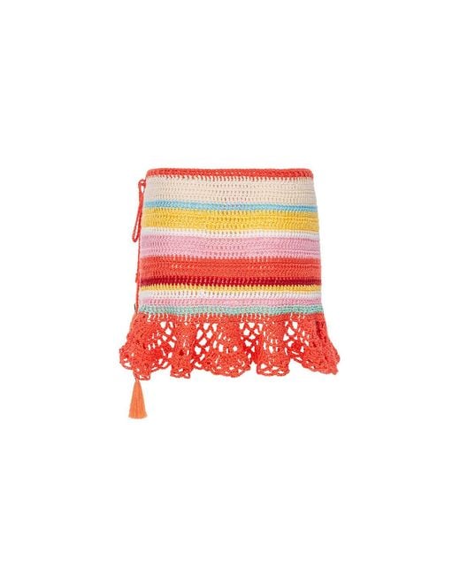 Andreeva Red Coral Reef Handmade Crochet Mini Skirt