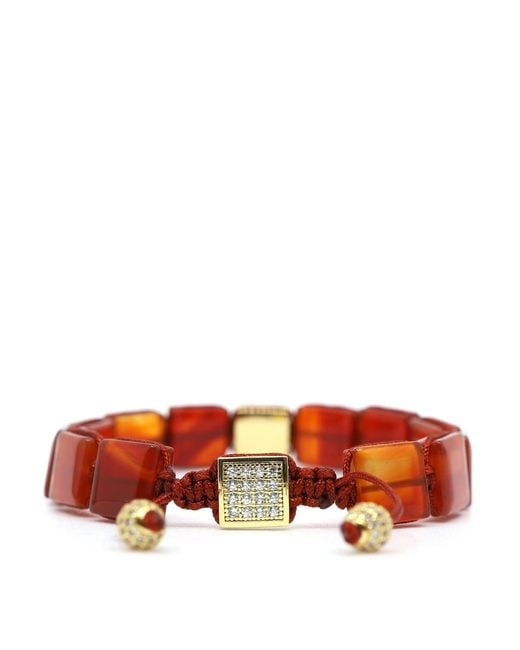Shar Oke Red Carnelian Square Bracelet for men