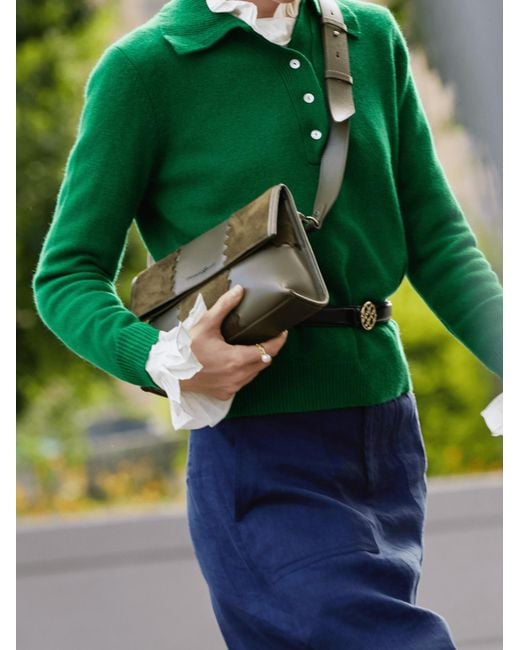 Orange Cube Green Square Stitch Messenger Bag