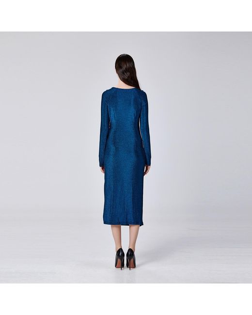 Smart and Joy Blue Fitted Jersey Rush Side Dress