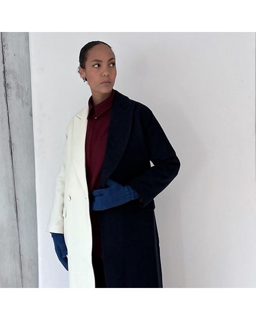 London Atelier Byproduct Blue Soft Two Finger Knitted Mitten Gloves