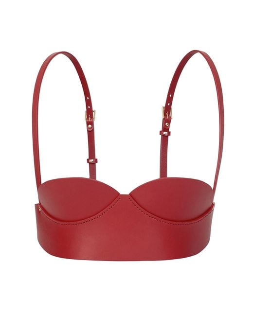 Haute Cuir Red Leather Venus Open Cup Harness