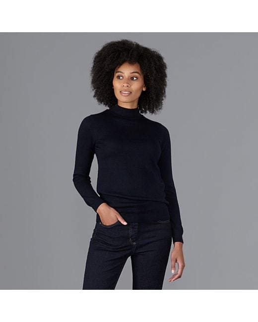 Paul James Knitwear Blue Pure Extra Fine Merino Wool High Neck Hayley Jumper