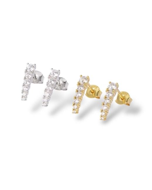 Jagged Halo Jewelry Metallic Crystal Bar Stud Earrings