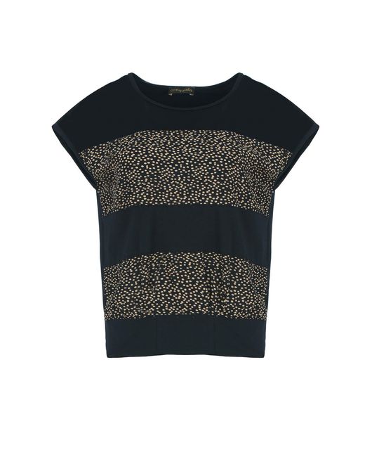 Conquista Black Contemporary Contrast Jersey & Poplin Top