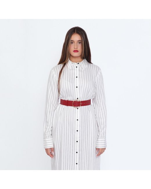 Haute Cuir Red Round Buckle Leather Belt