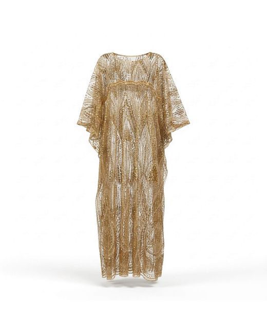 NALÈ Natural Beaded Embellished Kaftan Dress
