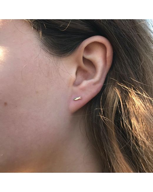 Lime Tree Design Metallic Mini Fish Stud Earrings
