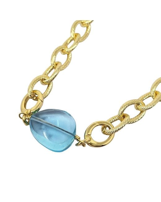 Harfi Blue Aquamarine March Birthstone Statement Pendant Necklace