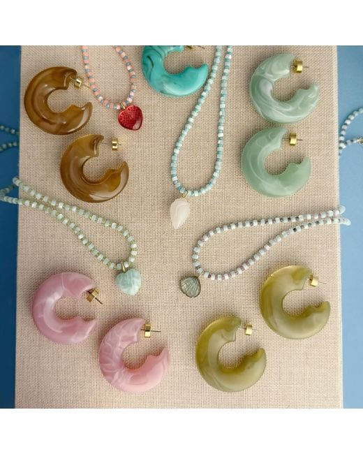Hye Jane Jewelry Pink Marbled Rena Resin Hoops