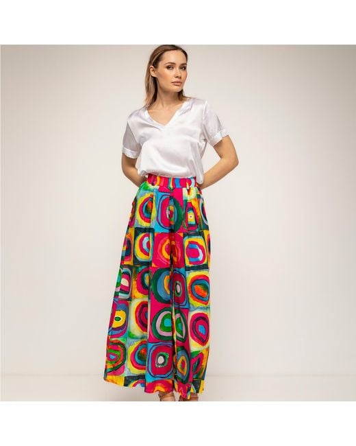 Tantra Spain Sl Multicolored Printed Pleated Pants With Pockets Fucsia