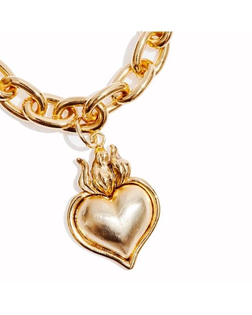Lovard Metallic Smooth Hearts Aflame Chunky Chain Necklace