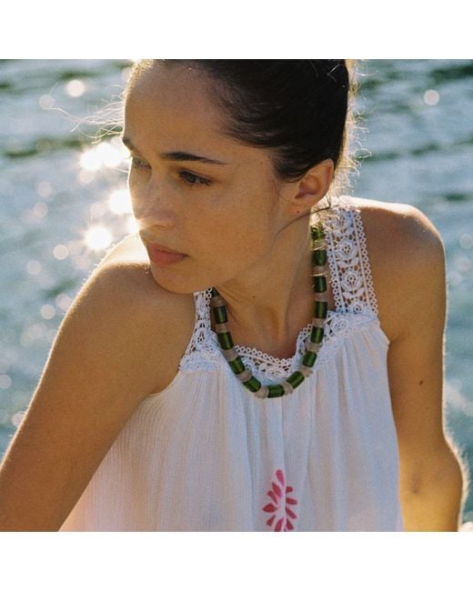 Sccollection Metallic Ruby Beaded Necklace