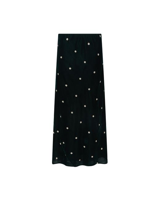 Rose & Nancy Black Mila Velvet Embroidered Skirt