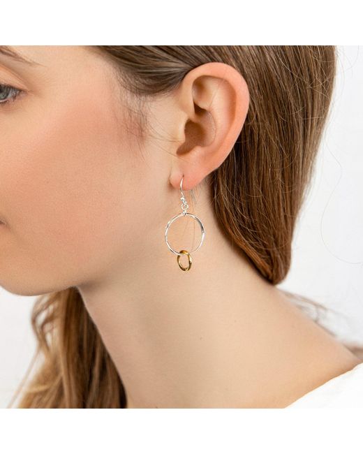 Isla Silver Metallic Handmade Two Tone & Loop Earrings