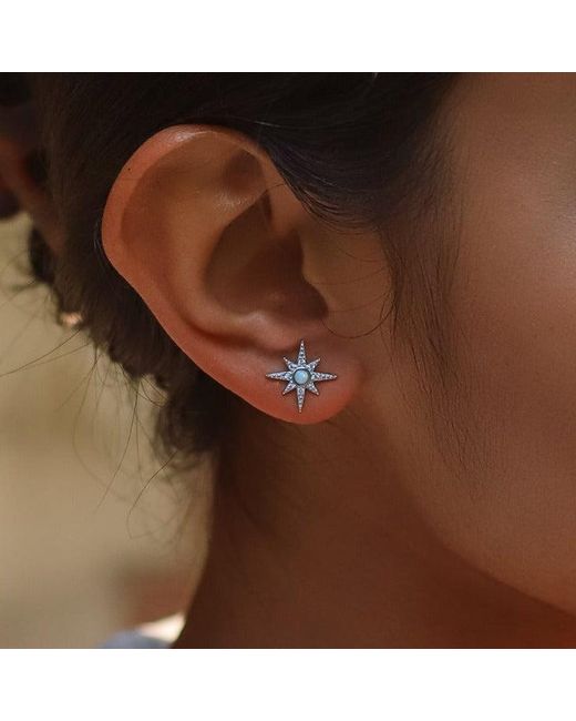 Luna Charles Metallic Serin Star Opal Stud Earrings