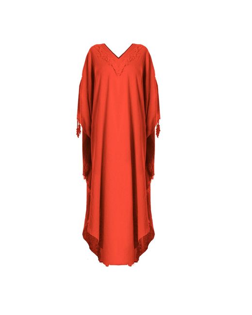 Zhenabia Red Boho Kaftan Summer Dress