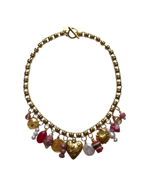 Sccollection Metallic Mae & Pearl Charm Necklace