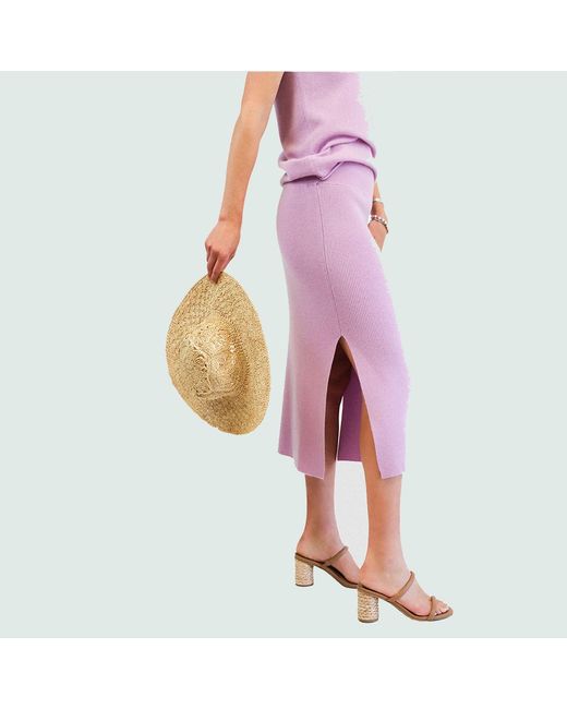 Zenzee Purple Cashmere Midi Knit Skirt