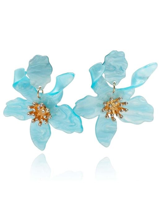 Michael Nash Jewelry Blue Neutrals Aurelia Aqua Floral Resin Drop Earrings